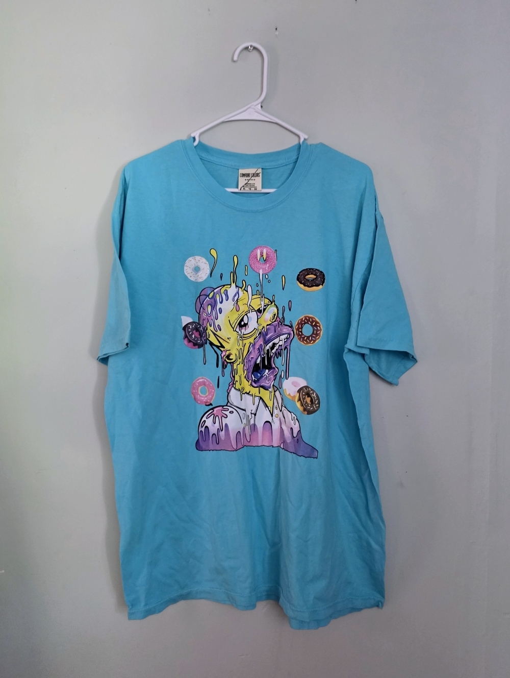 NWOT Unisex Custom Printed The Simpsons Homer Psycahadelic Donut Blue Tee